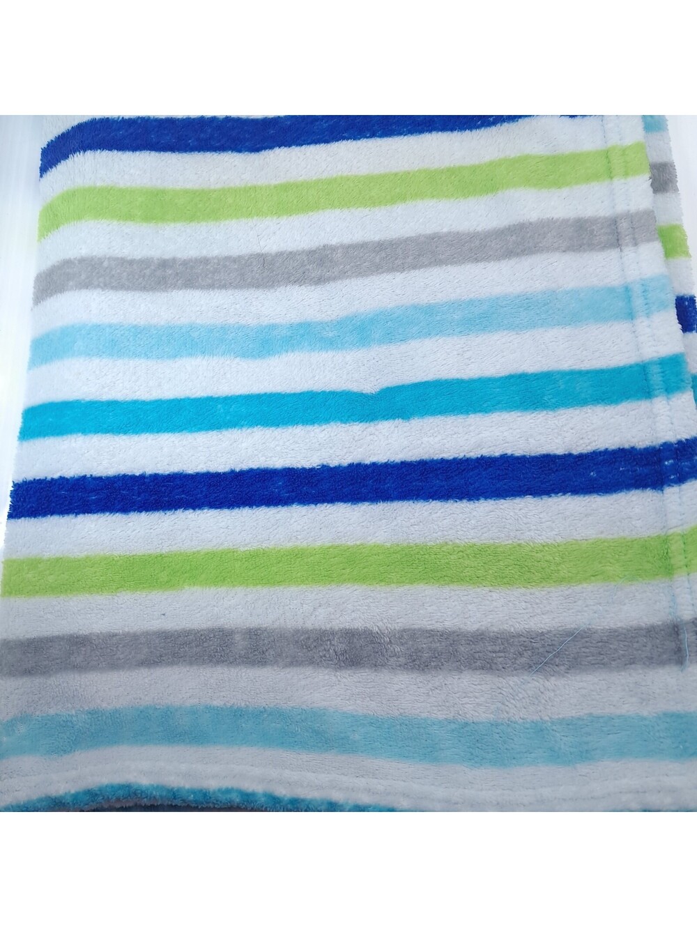 Walmart Little Starter Baby Blanket Stripes Blue Lime Green Gray White wal-mart